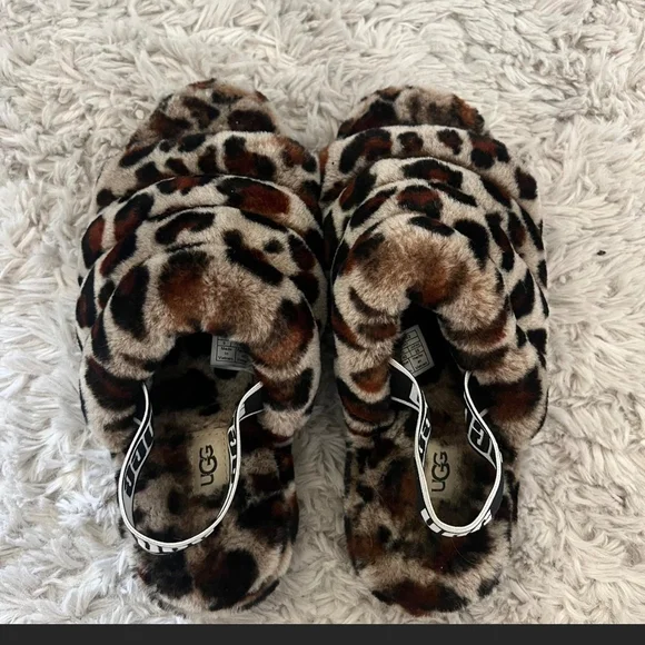 UGG Leopard Print Fuzzy Slippers - Picture 7 of 10